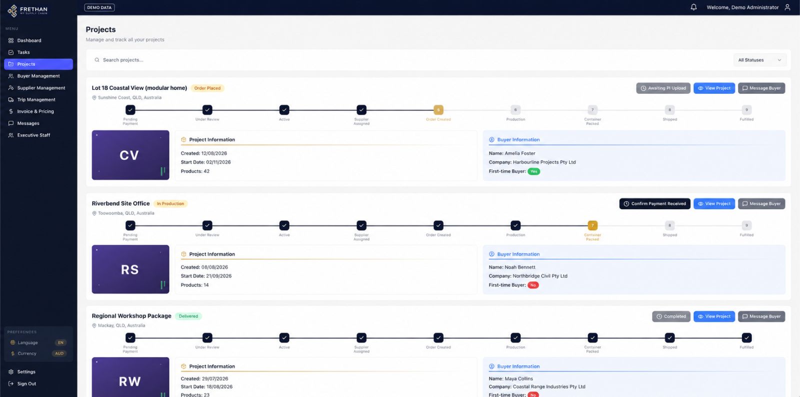Frethan supply chain platform