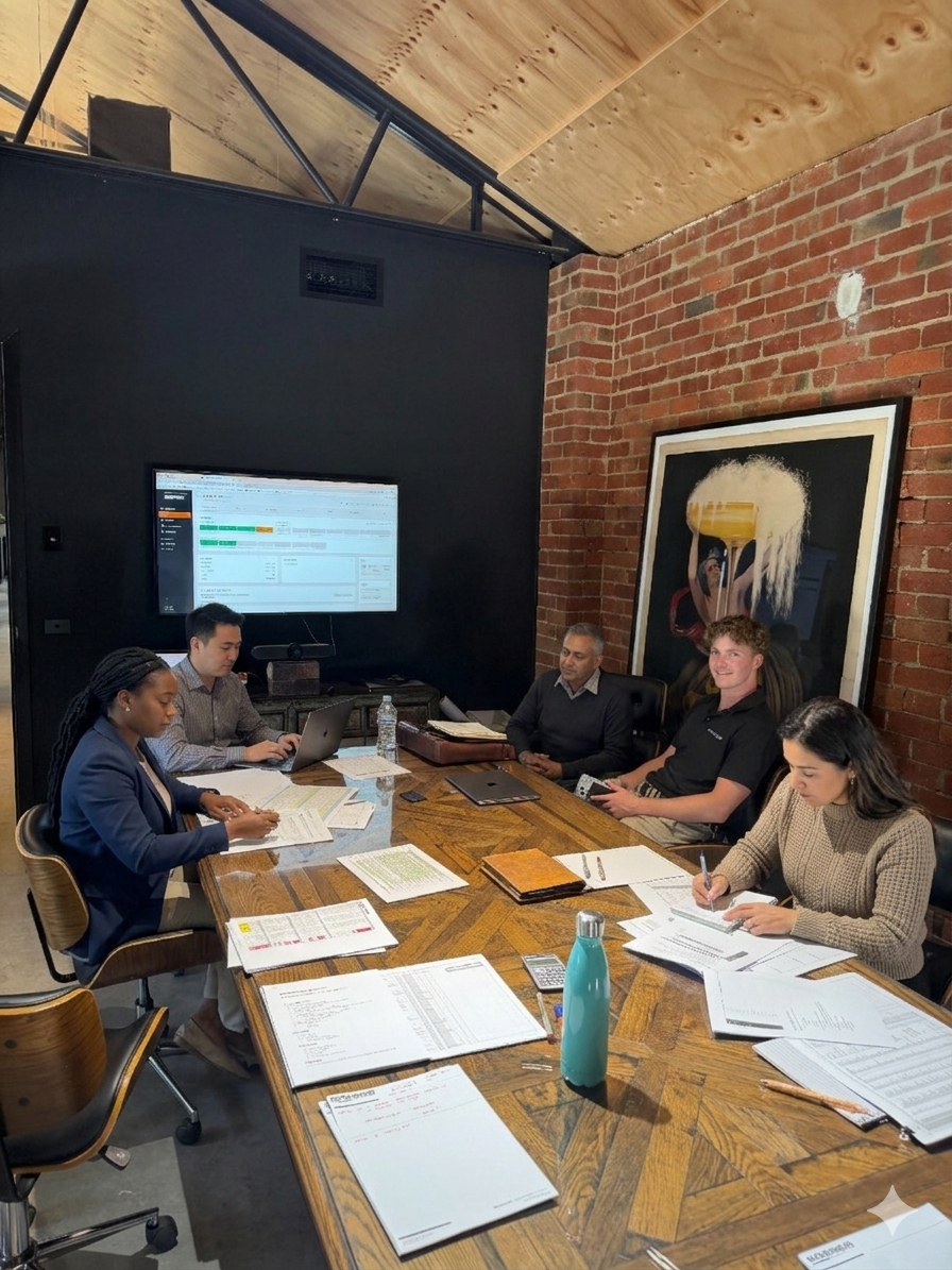 Office workers collaborating at a modern workplace